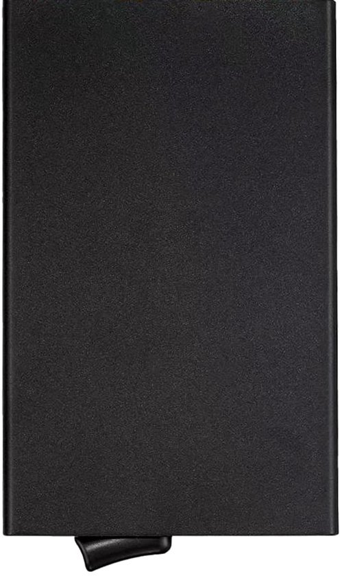 Porte-cartes noir en aluminium mat avec un levier en bas.