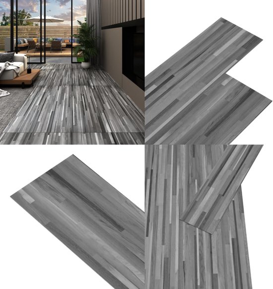 vidaXL Vloerplanken Zelfklevend Vloer Vloerbedekking Planken Vloerplank Ondervloer Bedekking Laminaat Ondergrond Vloeren PVC Donkergrijs