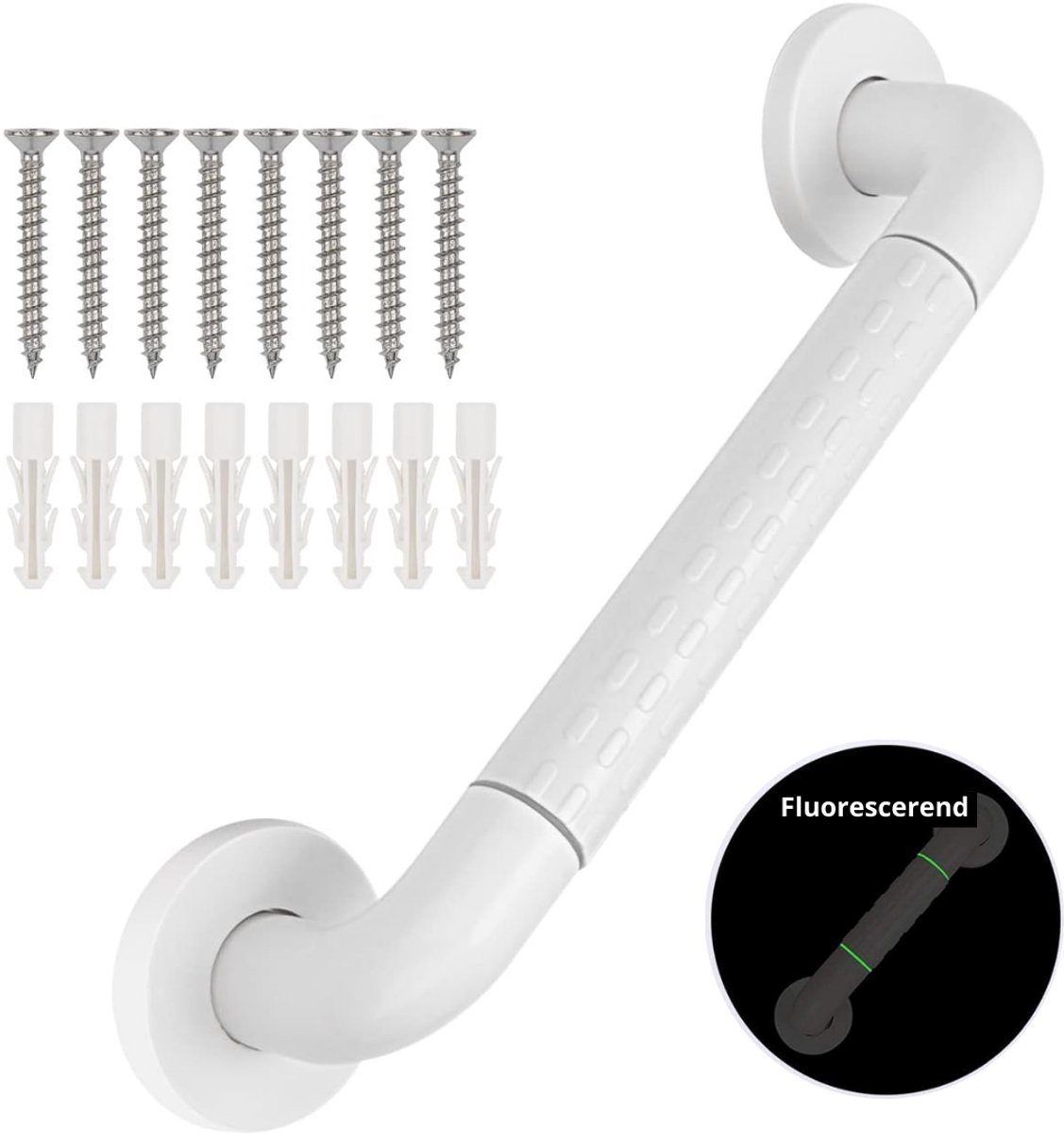 Wandbeugel - Wit - Extra Grip - 40 cm - Handgreep / Wandgreep Badkamer / Douche / Toilet - Toiletbeugel - Badgreep - Douchegreep - Veiligheidsgreep - Inclusief Schroeven