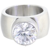 Behave - Ring - Ring en acier inoxydable avec zircone transparente de 10 mm - Bague femme intemporelle et élégante - Sans nickel