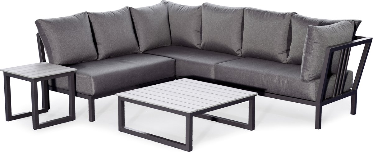 Breezy | Loungeset Hoekset Dining Set Tuinset | Links & Rechts Modulair | Aluminium | Hoekbank, Lage Tuintafel, Bijzettafel | 6 Zitplaatsen