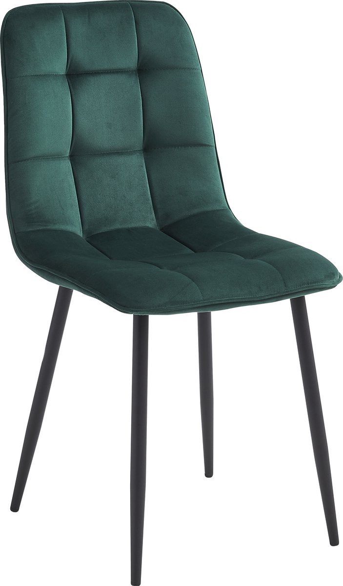 Soof & Tess Eetkamerstoel Pescara - Eetkamerstoelen Set van 2 - Groen - Velvet