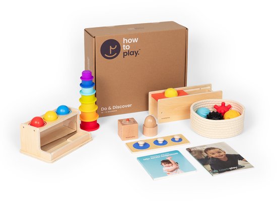 Howtoplay® Speelgoedbox 10 - 12 maanden - Montessori speelgoed - Baby speelgoed 0 jaar - Do & Discover - Educatief Speelgoed - Baby Speelgoed - van de makers van How2talk2kids & Howtotalk - Playbox -Montessori