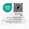 OEKO-TEX® label met barcode en tekst 'Getest op schadelijke stoffen'.