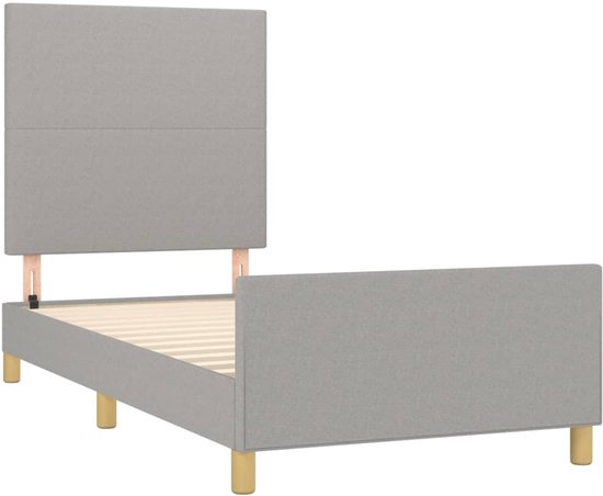 vidaXL Cadre de lit avec tête de lit Tissu Gris clair 100x200 cm - Cadre de lit avec tête de lit - Encadrements de lit avec têtes de lit - Lit - Meubles de couchage