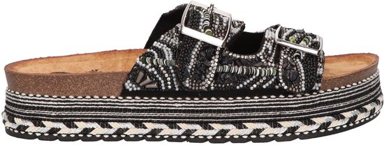 La Strada Platform Slipper Zwart Textiel - Damesschoenen - Maat - 41