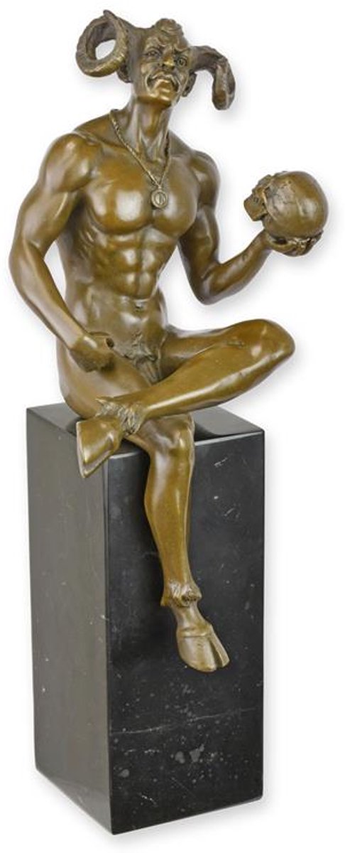 Bronzen beeld - Naakte satan - erotische sculptuur - 36 cm hoog