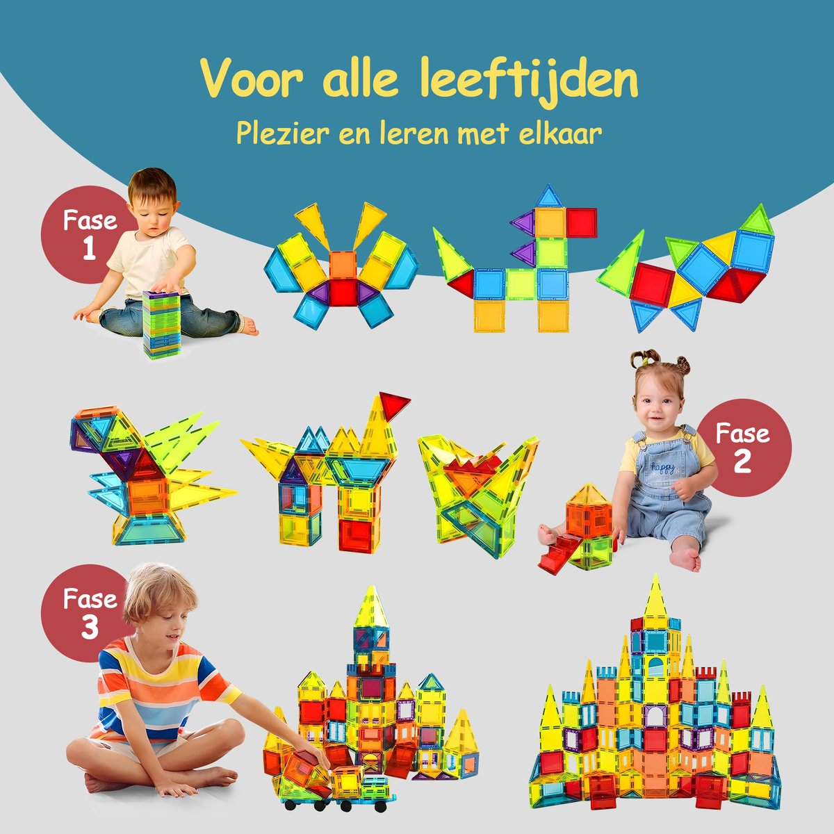 Magnetic Tiles - Speelgoed - Magnetische Tegels - Educatief & Constructie - Montessori - 74 Stuks - Bouwstenen - Blokken - Voor 3, 4, 5, 6, 7, 8, 9 Jaar - Bouw je Magna Wereld - Kinderen - Olvy — cadeau in Spellen & Speelgoed - foto 8