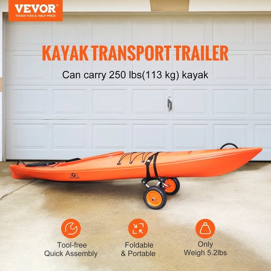 RM Store® - Chariot pliable pour canoë - Chariot pour kayak - Planches à pagaie - Toutes surfaces - Support - 60 x 36 x 32 cm.