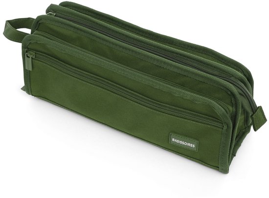 BASISSOIRES Etui High - Schooletui voor Jongens en Meisjes - Pennenetui voor Volwassenen - Groen - 31x14x10CM