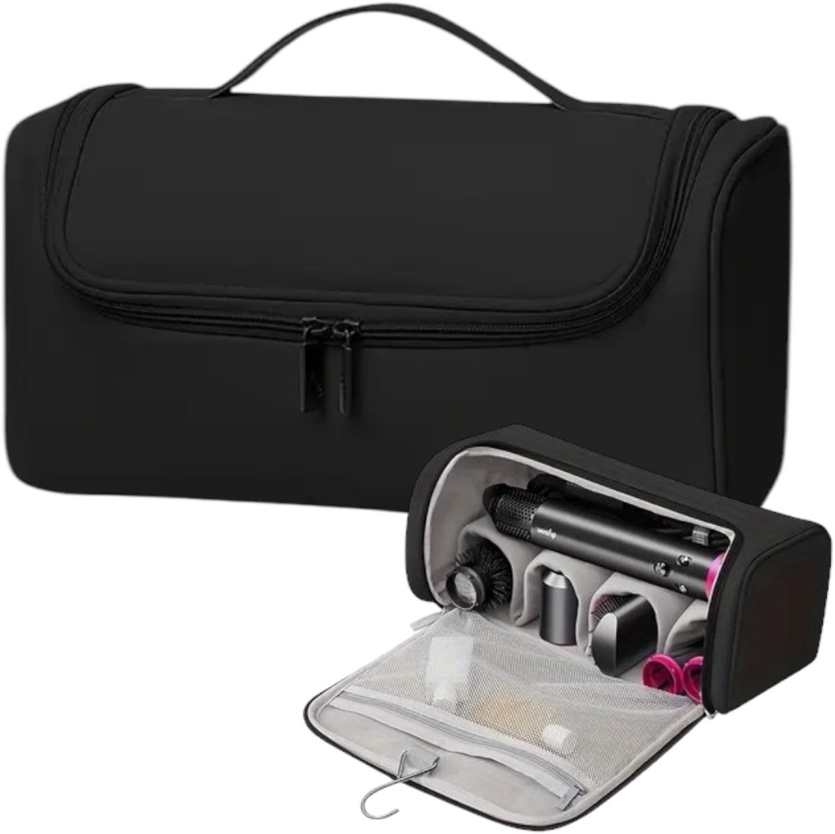Ultiluxe® Luxe opbergtas Fohn borstel - Zwart - Geschikt voor Dyson - Opberger - Krultang tas, opbergstukken, krulborstel, fohn - Dubbellaags - Opbergen haar accessoires - Airwrap styler - Haardroger, stijlborstel