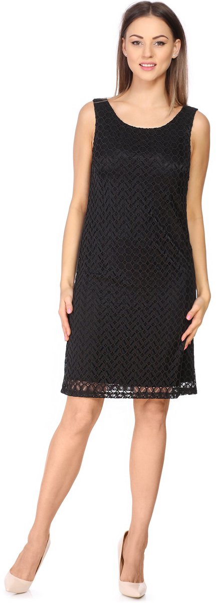 Bellivalini Damesjurk - Knielange Kanten – Jurk – Feestelijke – Zomerjurk – Zwart – M - BLV-BLV50-259-DR