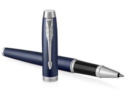 Parker IM-rollerballpen - fijne penpunt - zwarte inkt - matblauw - incl. geschenkverpakking
