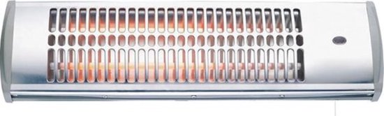 Badkamerkachel - Kwarts-wandverwarming voor Buiten en Binnen - Ventilatorkachel - Laag Verbruik - Wandverwarming - 2 Vermogensniveaus - 600 W/1200 W - 54 x 12 x 15 cm - Zilver