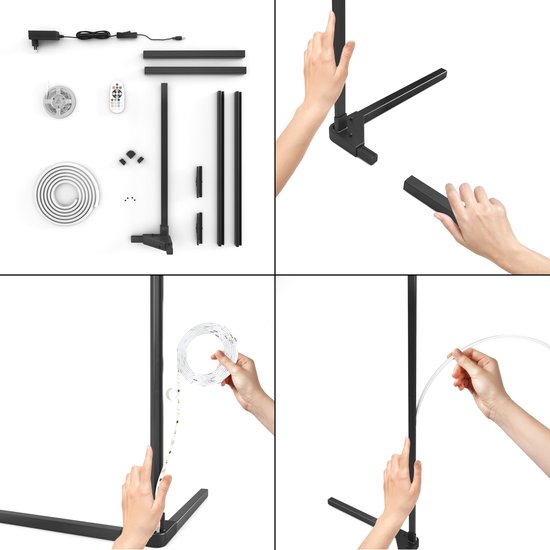 Calex Lampadaire LED intelligente - Lampe d'angle debout WiFi - éclairage d'ambiance dimmable RVB et lumière blanche - app et télécommande
