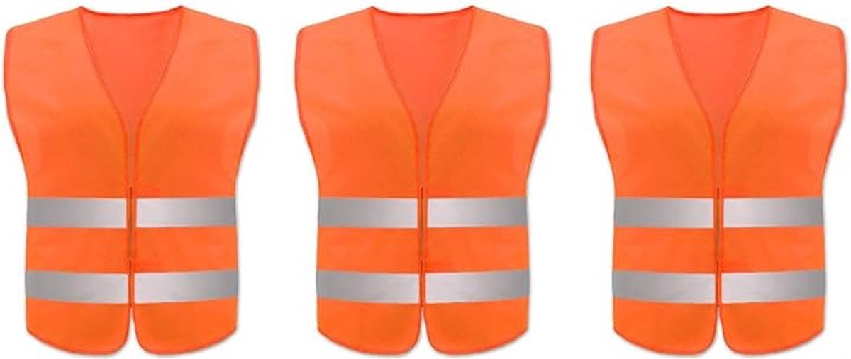 Doodadeals® - 3x Veiligheidshesje XXL voor Volwassenen – Veiligheidsvest – Auto – Oranje Hesjes – Extra groot