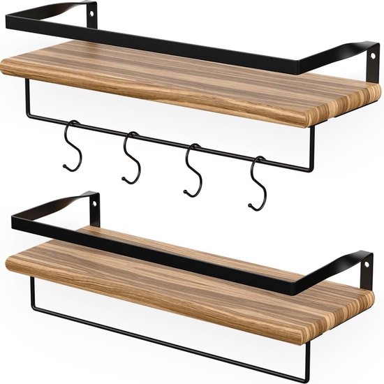 omedecal Wandrek, wit, keukenrek, zwevende planken, muur, massief grenenhout, 57,5 x 15 x 2 cm, voor woonkamer, badkamer, kantoor of slaapkamer, natuurlijk