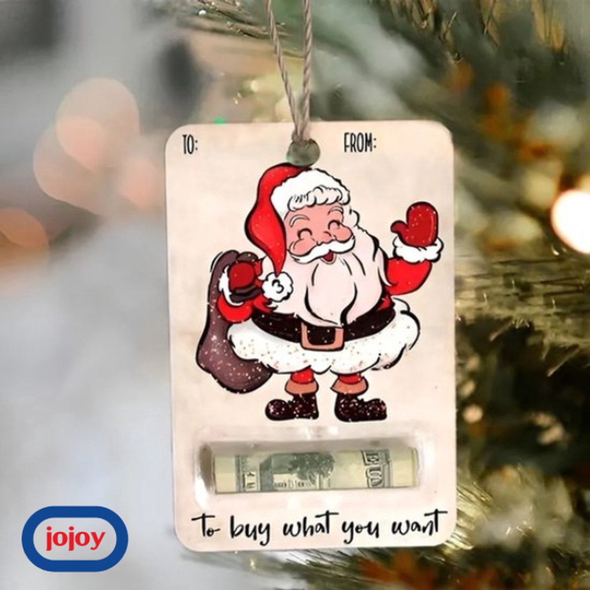 Jojoy - Kerstboomhangers met Geldhouder - Kerstboomversiering met Geld Cadeau - Geld Envelop voor Kerstboom - Kersthanger - 4 Stuks - WEALTHMAS – foto 2