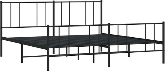 vidaXL - Bedframe - met - hoofd- - en - voeteneinde - metaal - zwart - 193x203 - cm