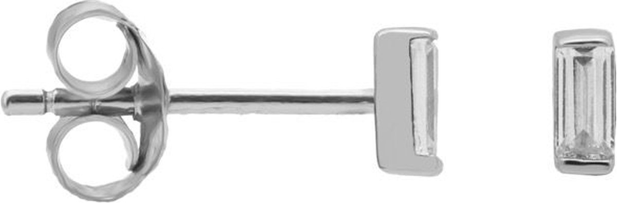 Karma Oorbellen Zirconia Solid Square | Zilver