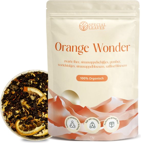 Special Leaves - Losse Thee - Orange Wonder - Fruitige Zwarte Thee Met Sinaasappel - 75 gram - Verse Thee - Vruchtenthee