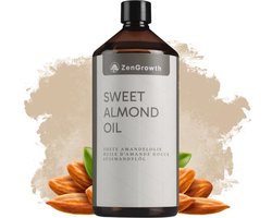 ZenGrowth® Zoete Amandelolie 1 Liter – huidolie – 100% natuurlijk – Amandel massageolie – zachte en gladde huid