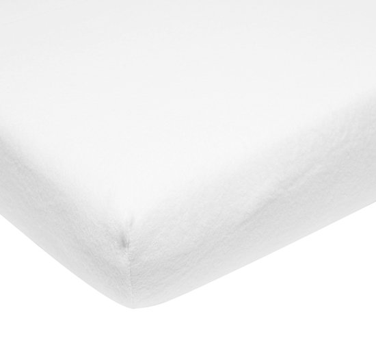 Wit molton stretch hoeslaken voor een ledikantmatras van 60x120cm.