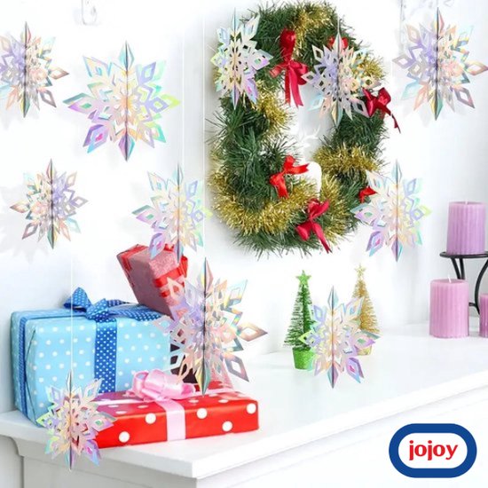Jojoy - Guirlandes de Noël avec flocons de neige scintillants - Décoration de Noël - Guirlande de Noël - Noël - Neige - 6x Flocon de neige de différentes tailles - HOLOFLAKE