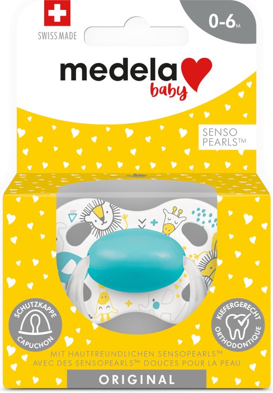 Medela Baby Fopspeen Original Hoge acceptatie orthdontisch ergonomische vorm - Turquoise Blauw - 0-6 maanden - 1 stuks van Medela — afbeelding 2
