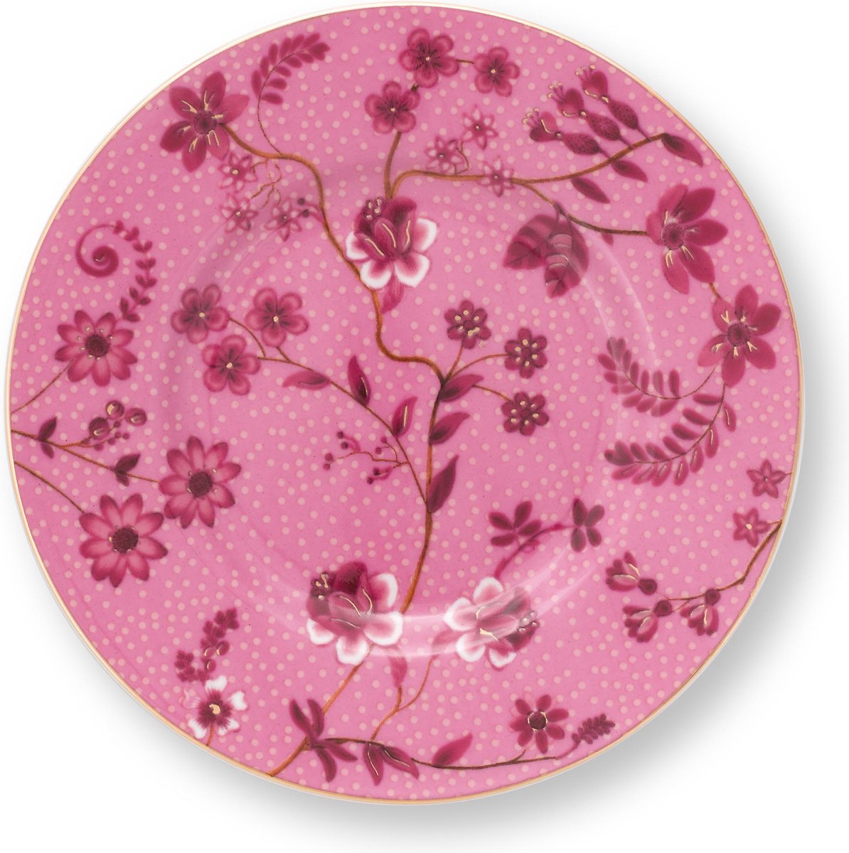 Pip Studio Jolie Pink Petit Four bordje Ø12 cm - Klein Gebaksbordjes Roze - Porselein