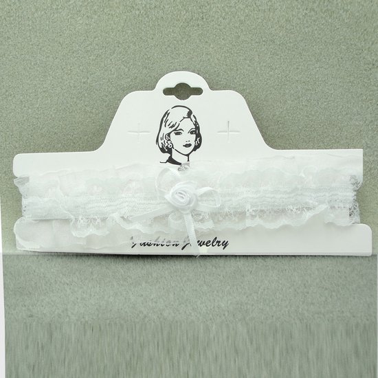 Jarretière en organza blanc avec noeud en satin