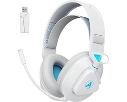 StayPowered Gaming Headset - Draadloos Genot met 50 mm Drivers - Ultra Lage Latenie - Afneembare Microfoon met Ruisonderdrukking - 50 Uur Accuduur - Compatibel met PS5/PS4/PC/Switch - Bluetooth 5.4 - Wit - Levering Sneller dan Aangegeven!