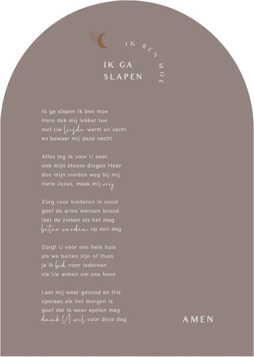 Poster A4 'Ik ga slapen, ik ben moe' nieuwe versie op luxe papier - Taupe