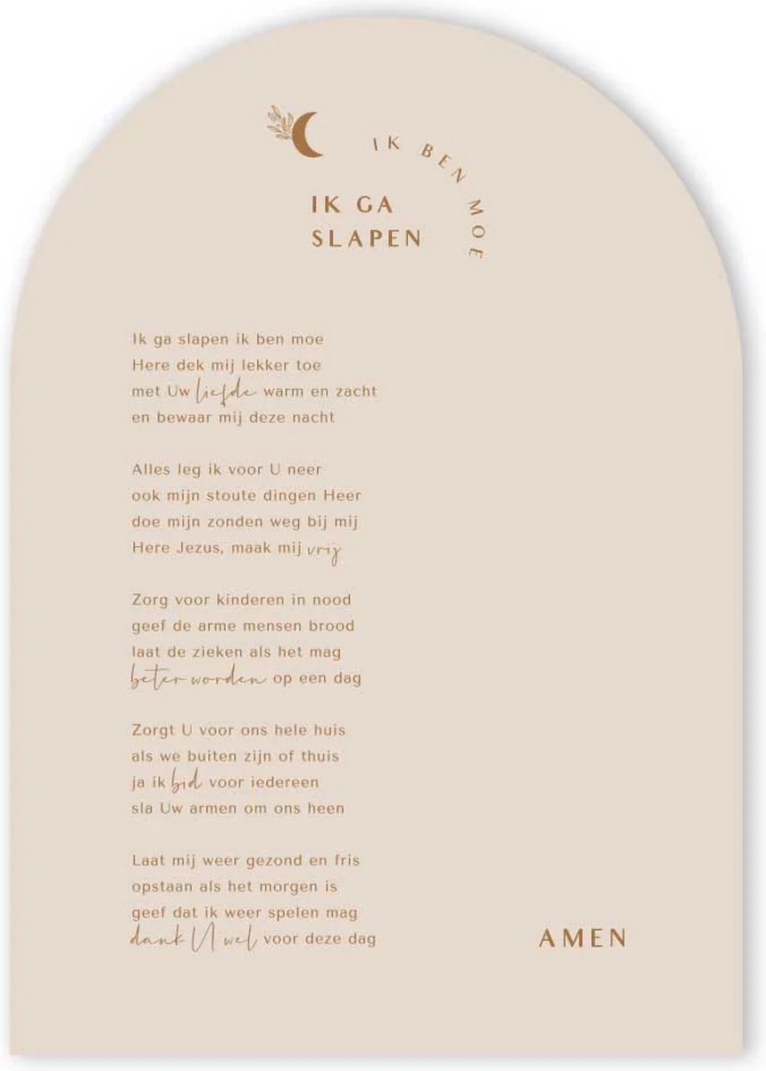 Poster A4 'Ik ga slapen, ik ben moe' nieuwe versie op luxe papier - Champagne