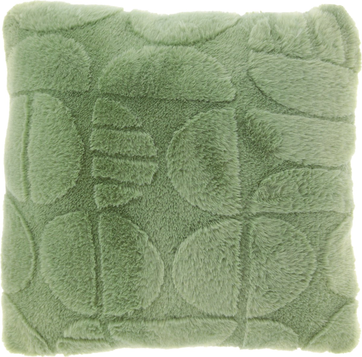 Unique Living MILAN - Sierkussen - 45x45 cm - Abstract patroon - Korte fake-fur Taupe