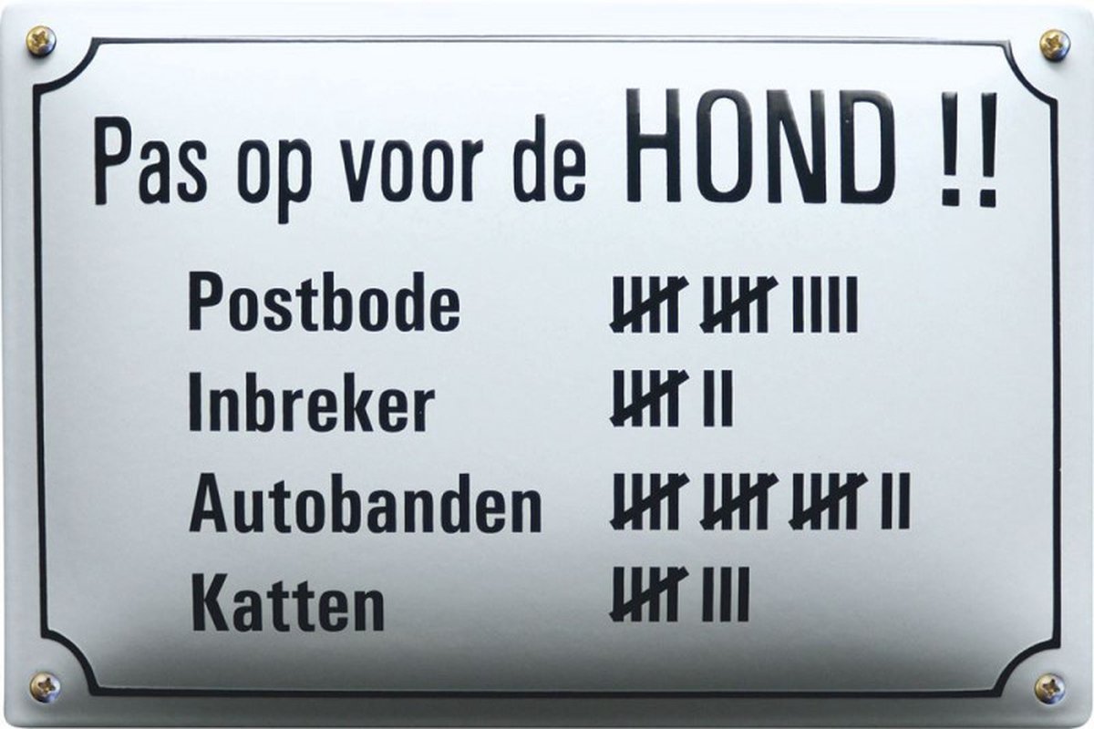 Tekst bod pas op voor de hond