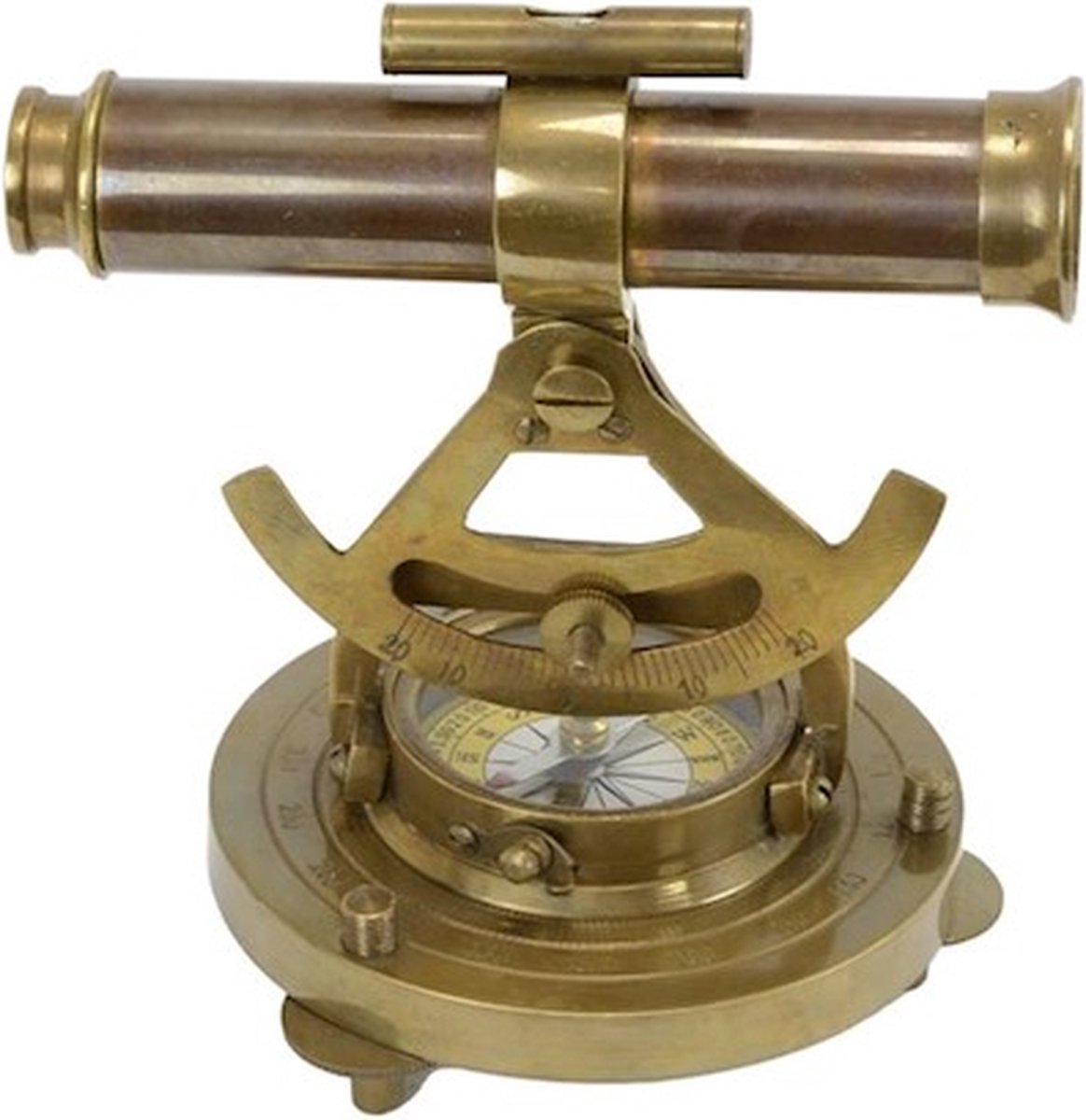 Theodoliet - Nautisch Navigatie - Koper Kompas - Messing - Decoratie - 12x15x14