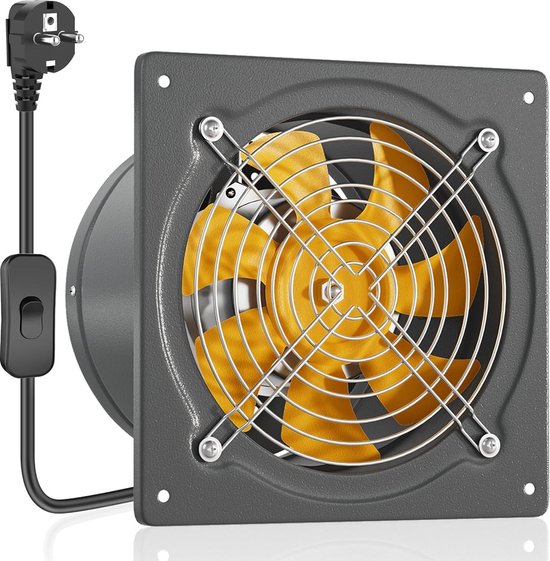 Afvoerventilator 150 Mm Met Snelheidsregelaar En Terugloopklep Voor Garage Keuken Zwart Stil 38 W 1881480369