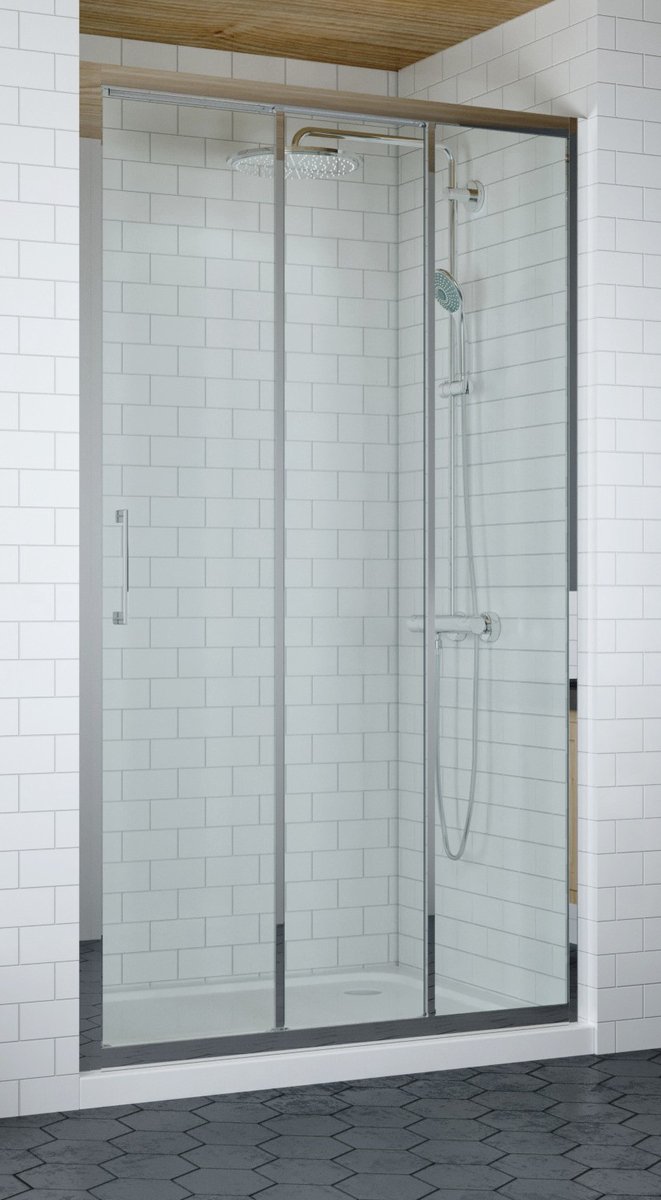 3-delige schuifdeur nis douchedeur chroom 80 cm - 6 mm Veiligheidsglas - NANO Coating - Easyclean Systeem