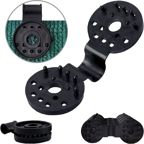 Lot de 20 pinces pour toile d' Jardin de Jardin , en plastique robuste, adaptées à tous types de filets en tricot, de serres, de filets, de couvertures et de protection solaire, Zwart