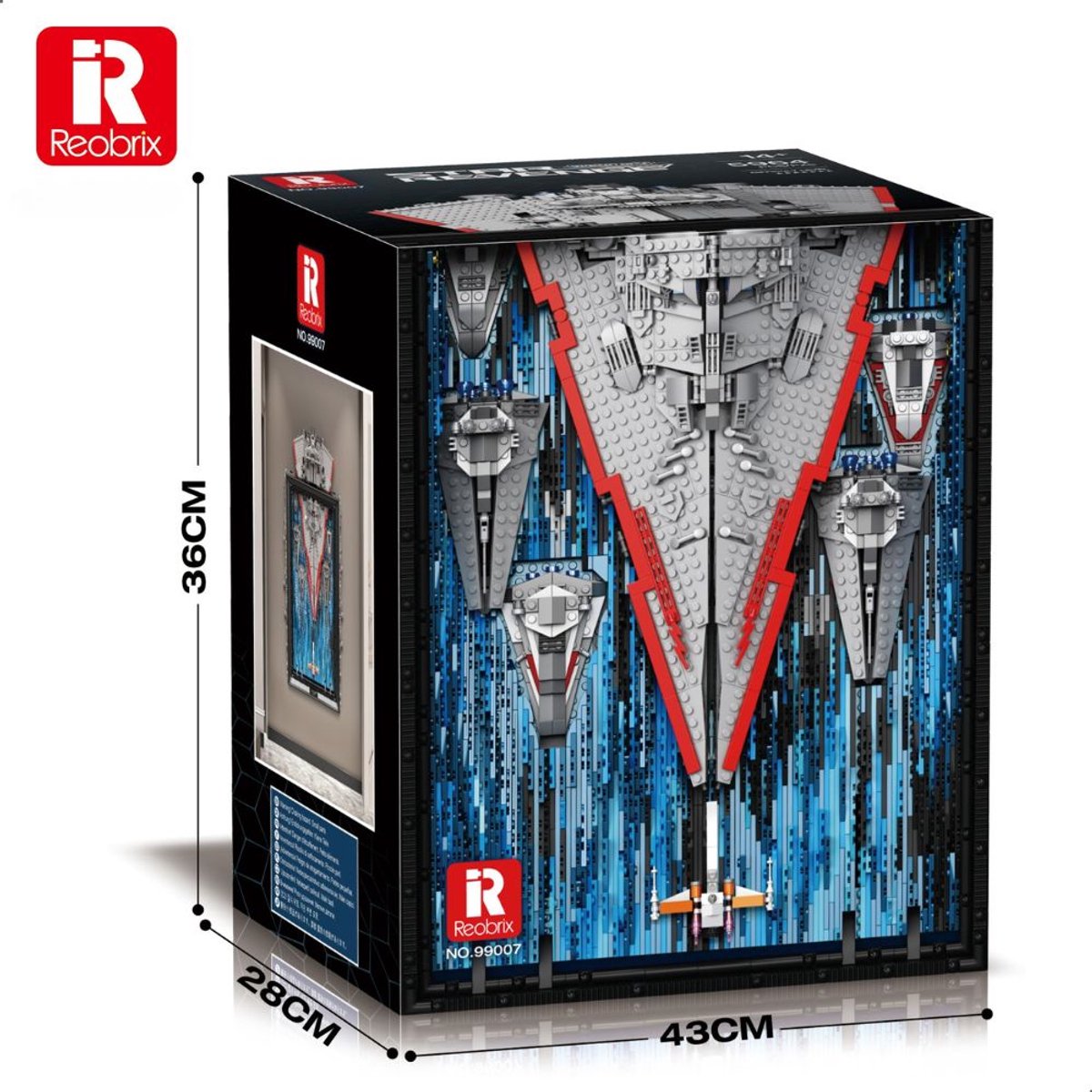 Reobrix 99007 Millennium Star Wall art bouwset | Space wars constructie modelbouw | Educatief ruimte militair & leger speelgoed bouwpakketten voor kinderen & volwassenen | DIY Wanddecoratie schilderij geschikt voor Lego | Bouwdoos met 5964 bouwstenen — afbeelding 6