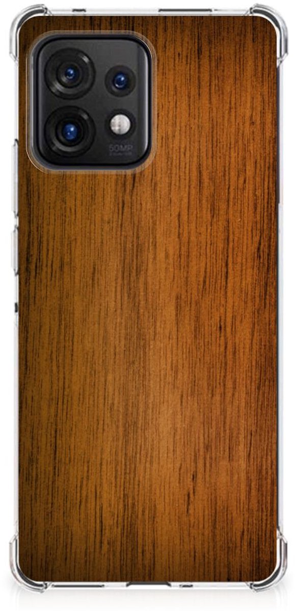 Motorola Edge 40 Pro Stevig Telefoonhoesje Donker Hout
