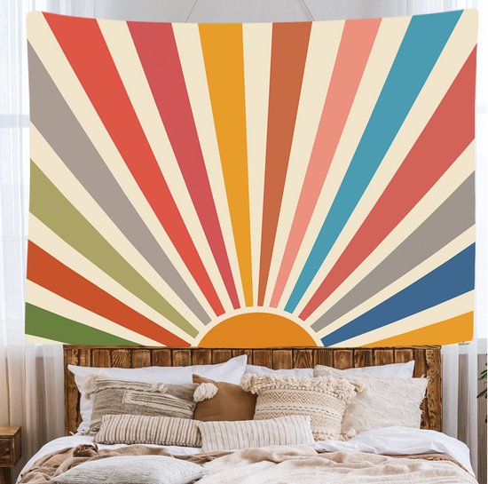 Ulticool - Sun Retro Vintage Sunset - Tapisserie - 200x150 cm - Groot tapisserie - Poster