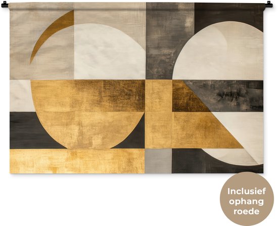 Tapisserie murale 150x100 cm - Motifs abstraits, Goud , Grijs , géométriques - Tapisserie - Tapisseries