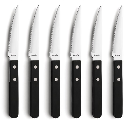 6 Steak Knives - RVS - Pizza - 6-delig - 6 persoons - Vaatwasserbestendig - Vleesmes