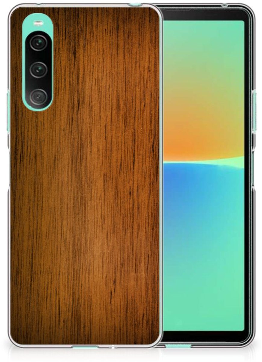Sony Xperia 10 V Bumper Hoesje Donker Hout