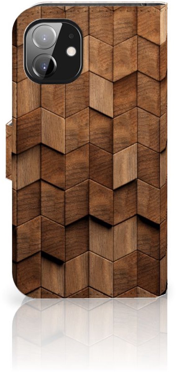Boekhoesje voor Book Style Case voor Apple iPhone 12 Mini Wooden Cubes