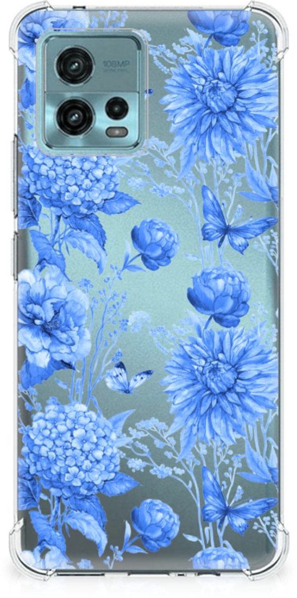 Case voor otorola Moto G72 Flowers Blue