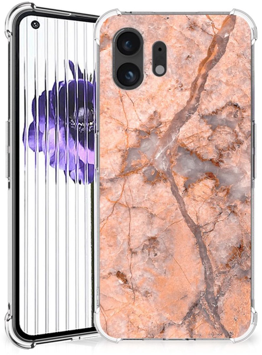 Nothing Phone (2) Anti-Shock Hoesje Marmer Oranje