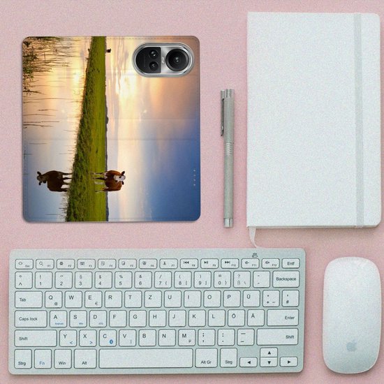 Étui à rabat adapté à OPPO Reno10 | Étui pour smartphone 10 Pro Vache